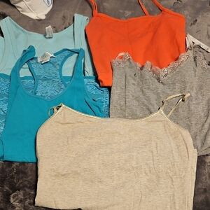 Essentials Women's Assorted Camisoles - Teal, Turquoise, Orange, Gray, Cream